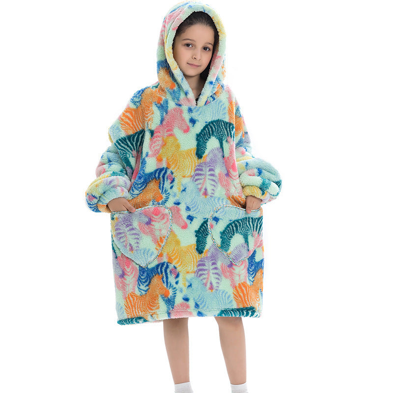 Oversized Thermal Sweatshirt Lazy Sweatshirt Kids Zebra warm clothes One size - D&A
