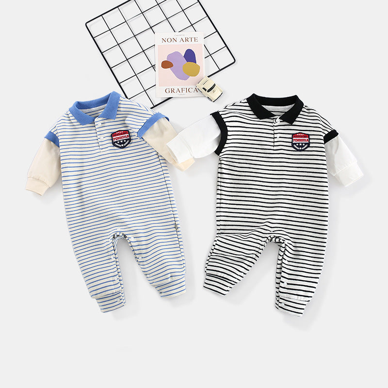 Baby Onesies Striped Male Baby Newborn Clothes Baby Autumn Clothes - D&A