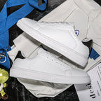 Flat Bottom Comfort Board Korean Leather Casual Sneakers White And Black K15 - D&A