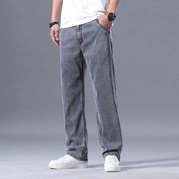 Lyocell Jeans Men's Loose Straight Casual Smoky Gray - D&A