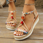 Rhinestone Beaded Wedge Fashion High Heels Platform Women - D&A