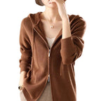 Double-headed Zipper Hooded Knit Women's Cardigan Coat - D&A