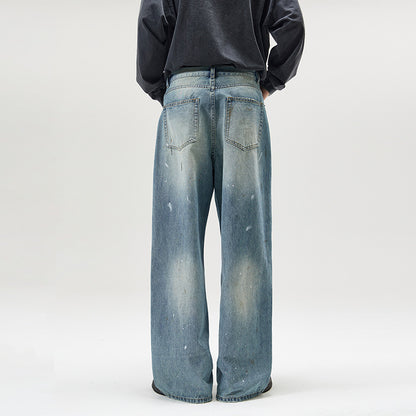 American-style Splash-ink Washed Loose Jeans - D&A
