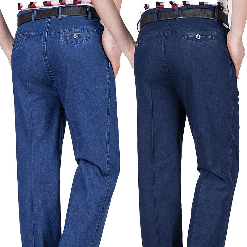 Men's Jeans High Waist Loose Casual Denim Trousers Denim Trousers - D&A