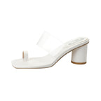 Toe Covering Transparent Ankle-strap Chunky Heel Outdoor Slippers - D&A