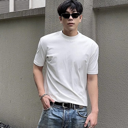 Summer Shoulder Half Turtleneck Cuff Short Sleeve - D&A