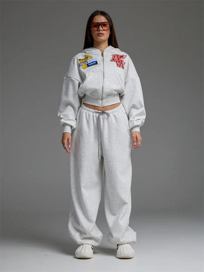 Casual Straight-leg Wide Leg Sweatpants Gray - D&A