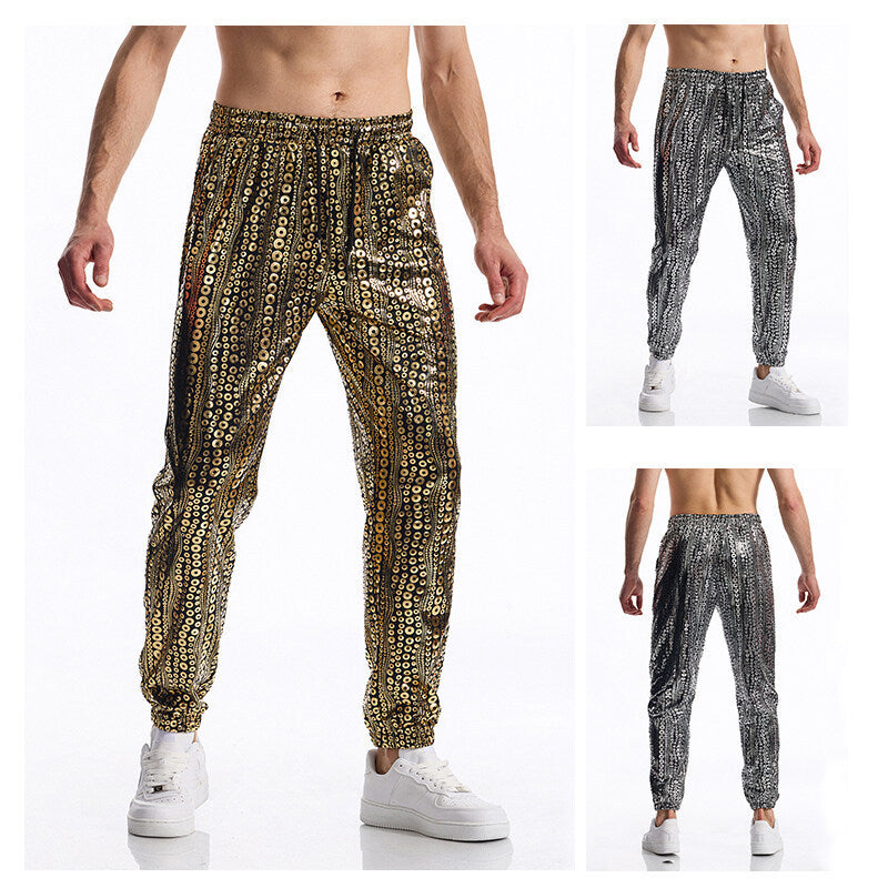 Men's New Round Wave Bronzing Hip Hop Glossy Casual Pants Men - D&A