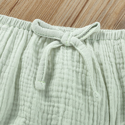 Girls' Solid Color Sling Top Hot Pants Suit - D&A