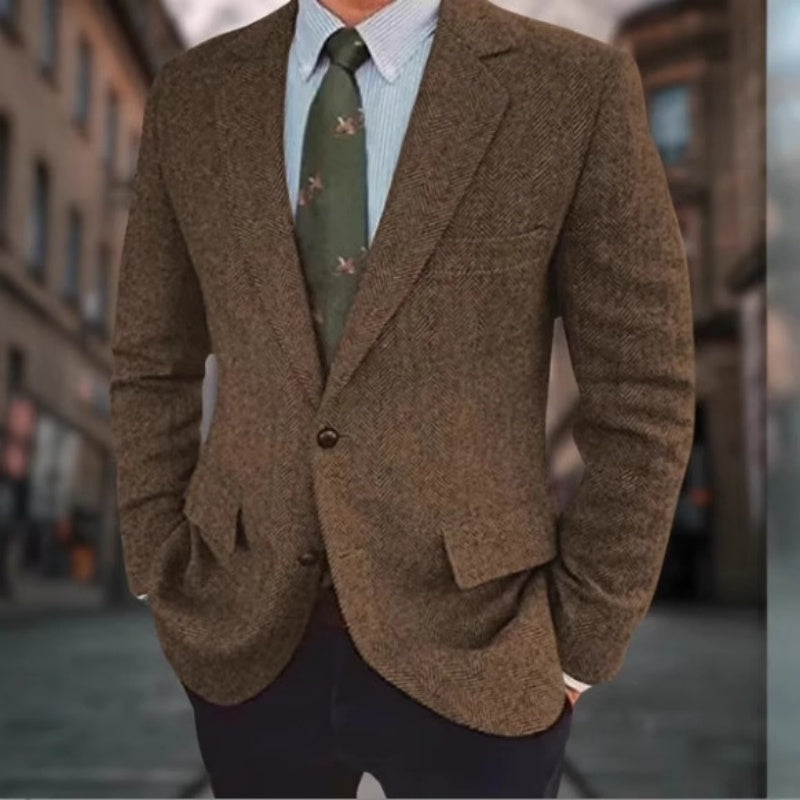 Men's Business Casual Herringbone Suit Jacket - D&A