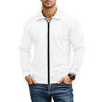 Men's Casual Jacket Solid Color Waffle Turn-down Collar Coat White - D&A