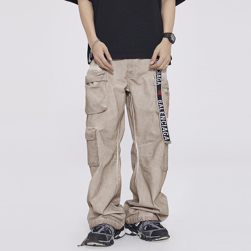 Heavy High-grade Workwear Multi-pocket Dirty Casual Pants - D&A