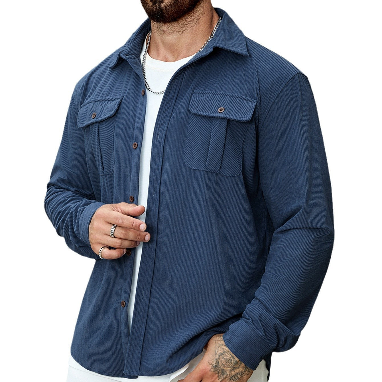 Corduroy Tooling Thick Long Sleeves Coat Shirt Outdoor Casual Retro - D&A