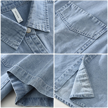 8269 Japanese-style Retro Denim Short Sleeve Shirt - D&A