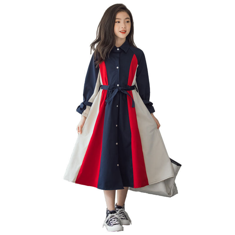 Korean Version Of The Big Kids Girls Multi-color Stitching Fashion A-line Skirt - D&A