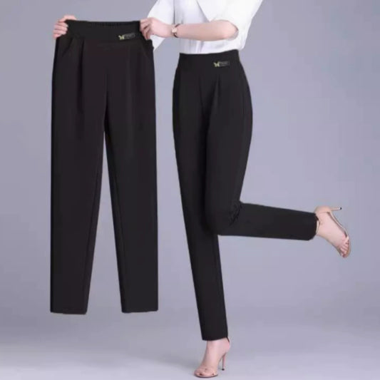 Tight-waisted Thin, Loose Slimming Large-sized 9-inch Harem Pants - D&A