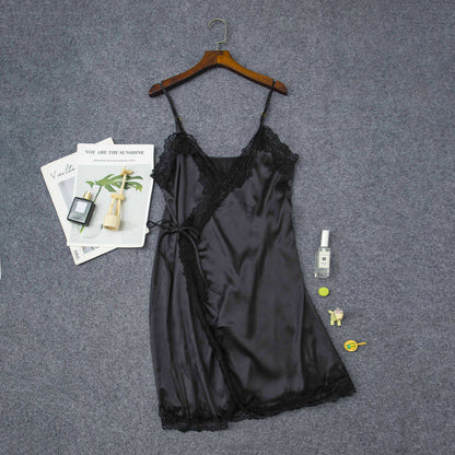Women's Elastic Satin Nightdress Lingerie Home Pajamas Lingerie - D&A