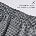 Men's Casual Loose Home Pants Plaid Shorts - D&A