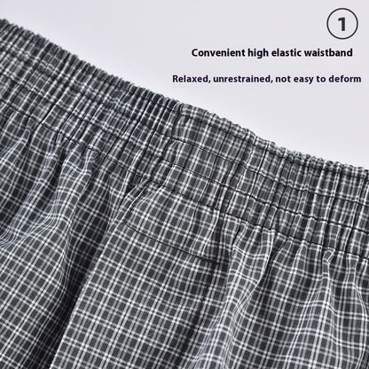 Men's Casual Loose Home Pants Plaid Shorts - D&A