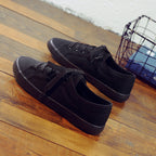 Korean Style All Black Slimming Versatile Pure Breathable Flat Work Shoes - D&A