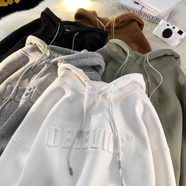 Ovsize Men's Hooded Fashion Brand American Style Loose Hoodie White Velvet - D&A