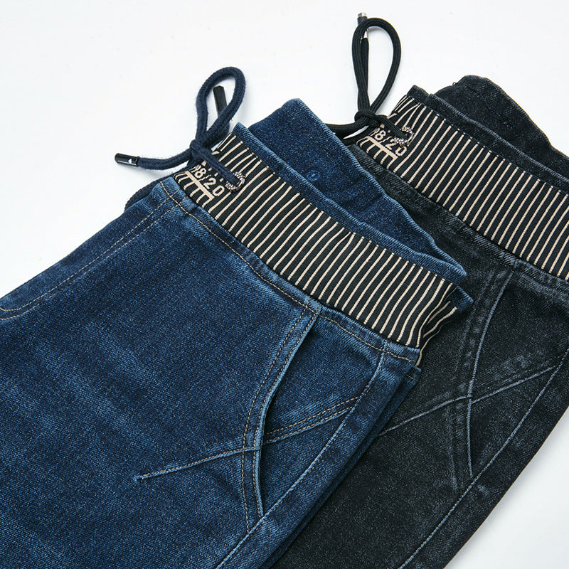 Plus Size High Waist Straight Drooping Pants Jeans Mop Pants Bell-bottom Pants - D&A