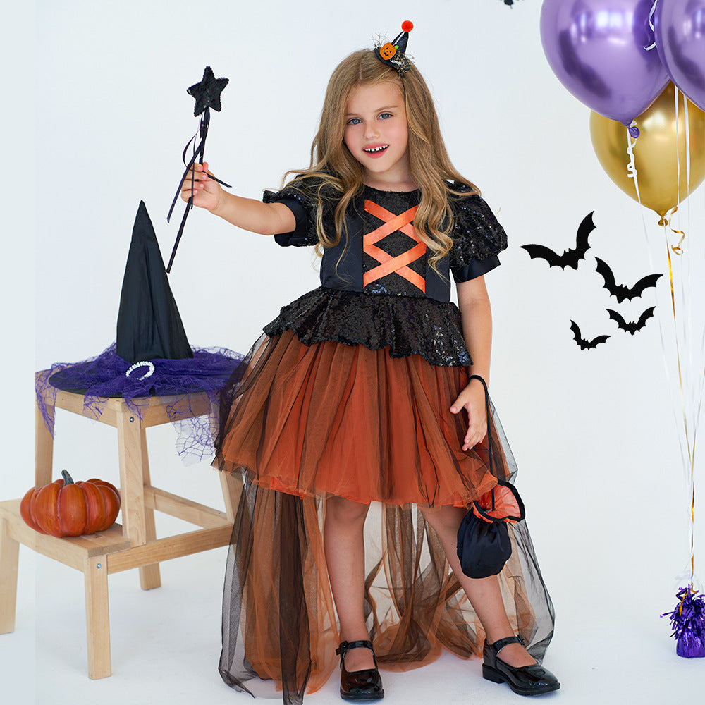 Halloween Girls' Witch Performance Costume Party Dress - D&A