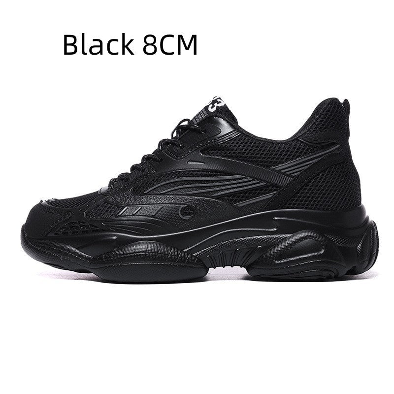 Breathable Versatile Sneaker Casual Mesh Black 8CM - D&A