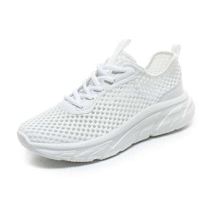 Men's Shoes Hollow-out Breathable Mesh Casual Running Shoes Lightweight Sneaker White - D&A