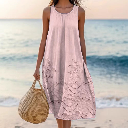 Polyester Short-sleeve One-piece Dress For Women - D&A