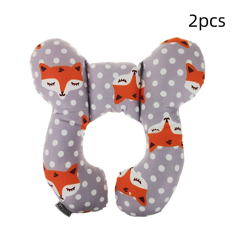 Infant Pillow Baby Bed U-Shaped Safety Seat Neck Guard Fixed Stereotyped Stroller Pillow Fox 2pcs OPP - D&A