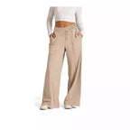 Women's Lace-up Solid Color Waist Tight Fashion Wide-leg Casual Pants - D&A