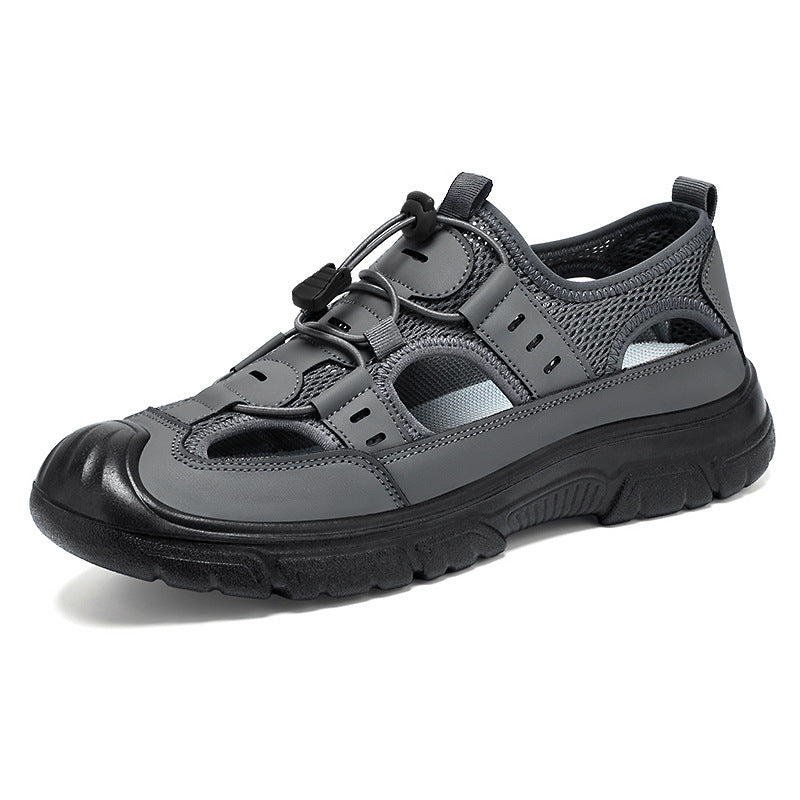 Summer Beach Hole Wading Rotating Button Sandals Men's Casual Shoes Gray - D&A
