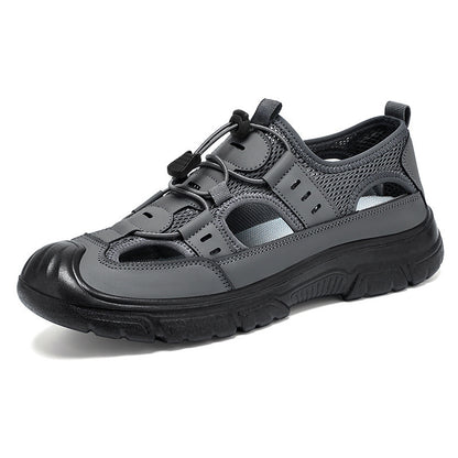 Summer Beach Hole Wading Rotating Button Sandals Men's Casual Shoes Gray - D&A