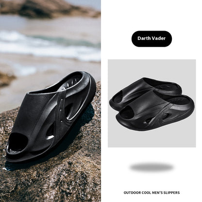 Men's Slippers Home Outdoor Non-slip Deodorant Soft Bottom Black - D&A