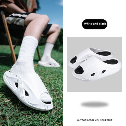 Men's Slippers Home Outdoor Non-slip Deodorant Soft Bottom White And Black - D&A