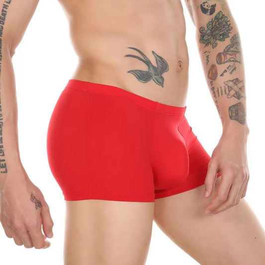Men's Boxer Ice Silk Underwear Cup Combination U Convex Sexy - D&A
