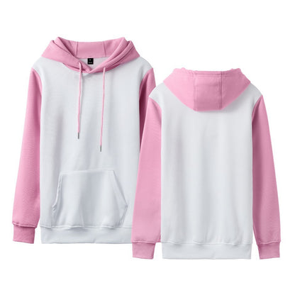 White Version Stitching Loose Casual Fleece-lined Cross-border Hoodie White And Pink - D&A