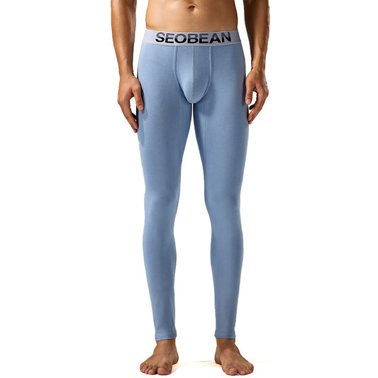 Seobean New Classic Long Johns Men's Fashion Simple Warm Within Long Pajama Pants - D&A