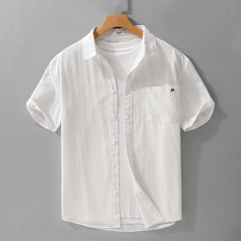 Summer Menswear Simple All-matching Short-sleeved Shirt White - D&A