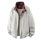 Men's Coat Workwear Stand Collar Jacket Pu Short Top White - D&A