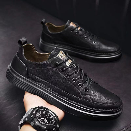 Men's Shoes Spring New Versatile Black Casual Leather - D&A