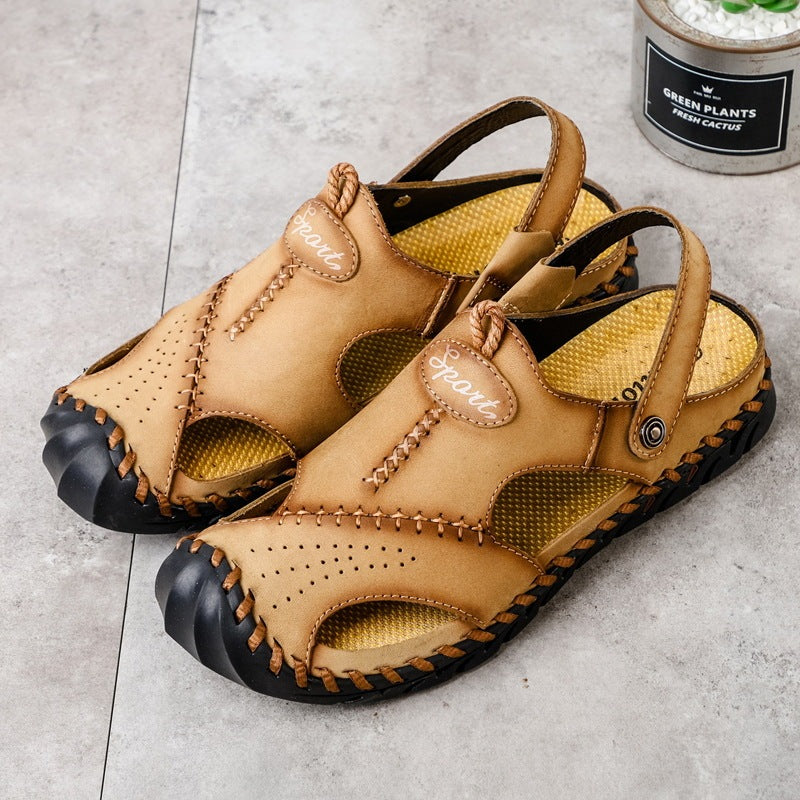 Men's Breathable Casual Hollow Leather Sandals - D&A