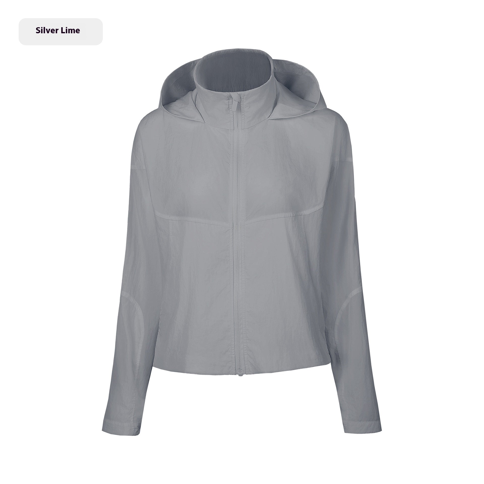 Lightweight Quick-drying Breathable Women's Hooded Long Sleeve Coat Silver Lime - D&A