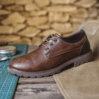 British Style Retro Casual Leather Shoes Men's Casual 3 Holes Brown - D&A