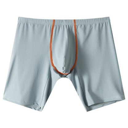 Lengthened Underwear Ice Silk Sexy Men's Boxers Mid-waist U Convex Sexy Quick-drying Sky Blue - D&A