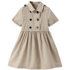 Kids Summer Clothing Beige Korean Style Children Shirt Girls' Dress Medium And Large Children's Dress Children Shirt Beige - D&A