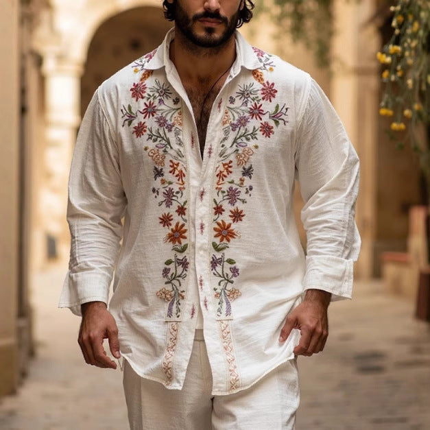 Retro Style 3D Printed Long Sleeve Summer Men - D&A