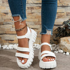 Open Toe Comfortable Muffin Bottom Ankle-strap Buckle Sandals - D&A