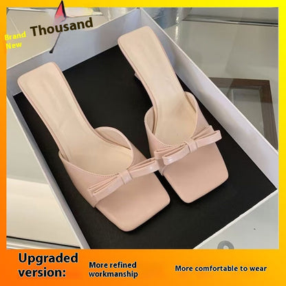 With Skirt Sandals And Slippers Bow Slippers Pink Upgraded Version - D&A